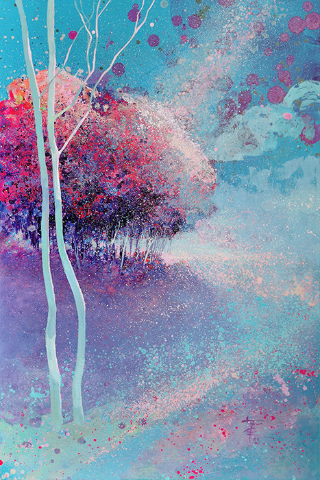 Otwarcie, 90x60 cm, akryl na płycie, farba fluorescencyjna, nr 19/2022, Sprzedany/Sold