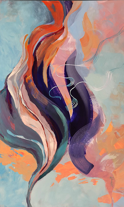 Rozkwit, 90x150cm, akryl na płycie, nr. 36/2020, 5600 pln