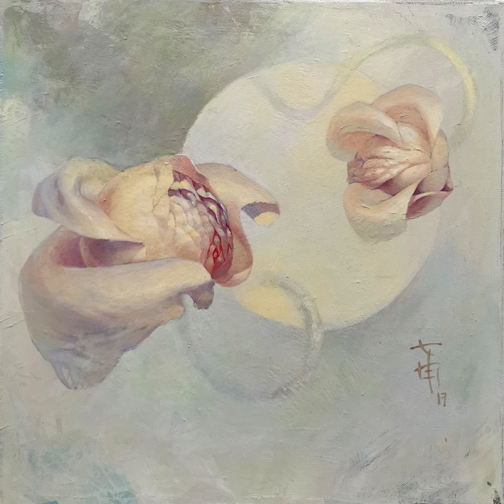 Rozmowy w pełni, 40x40 cm, akryl na płycie, nr. 01/2017, W prywatnej kolekcji