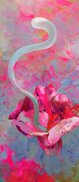 Jestem cały twój, 56.5x129.5 cm, akryl na płycie, nr. 93/2021, 4200 pln