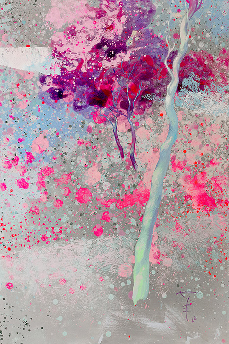 Rozkwit, 90x60 cm, akryl na płycie, farba fluorescencyjna, nr 28/2022,