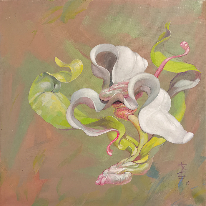Pasja, 40x40 cm, akryl na płycie, nr. 18/2019