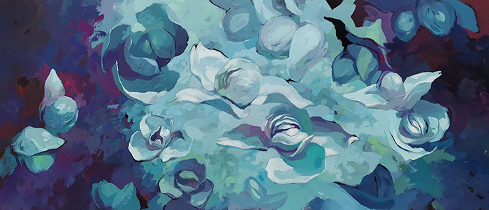 Iskrzenie, 130x56 cm, akryl na płycie, nr. 13/2022