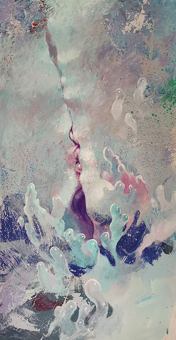 Podnisienie, 39 x 75,3 cm, akryl na płycie, nr. 94/2021, 1800 pln