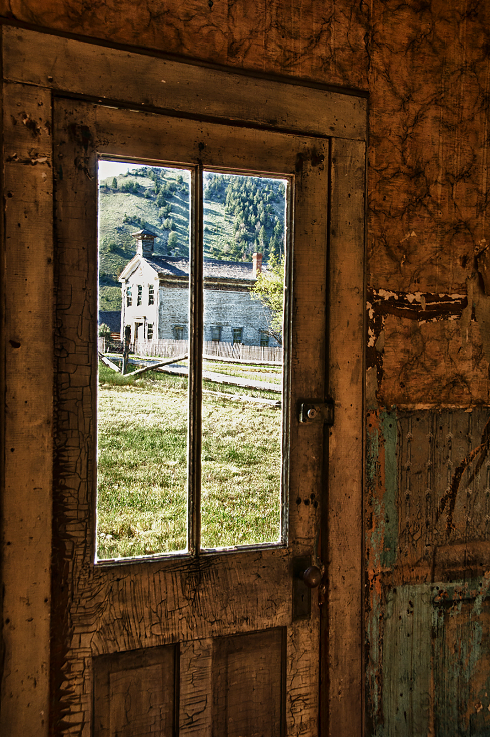 Bannack Schoolhouse thru Window
