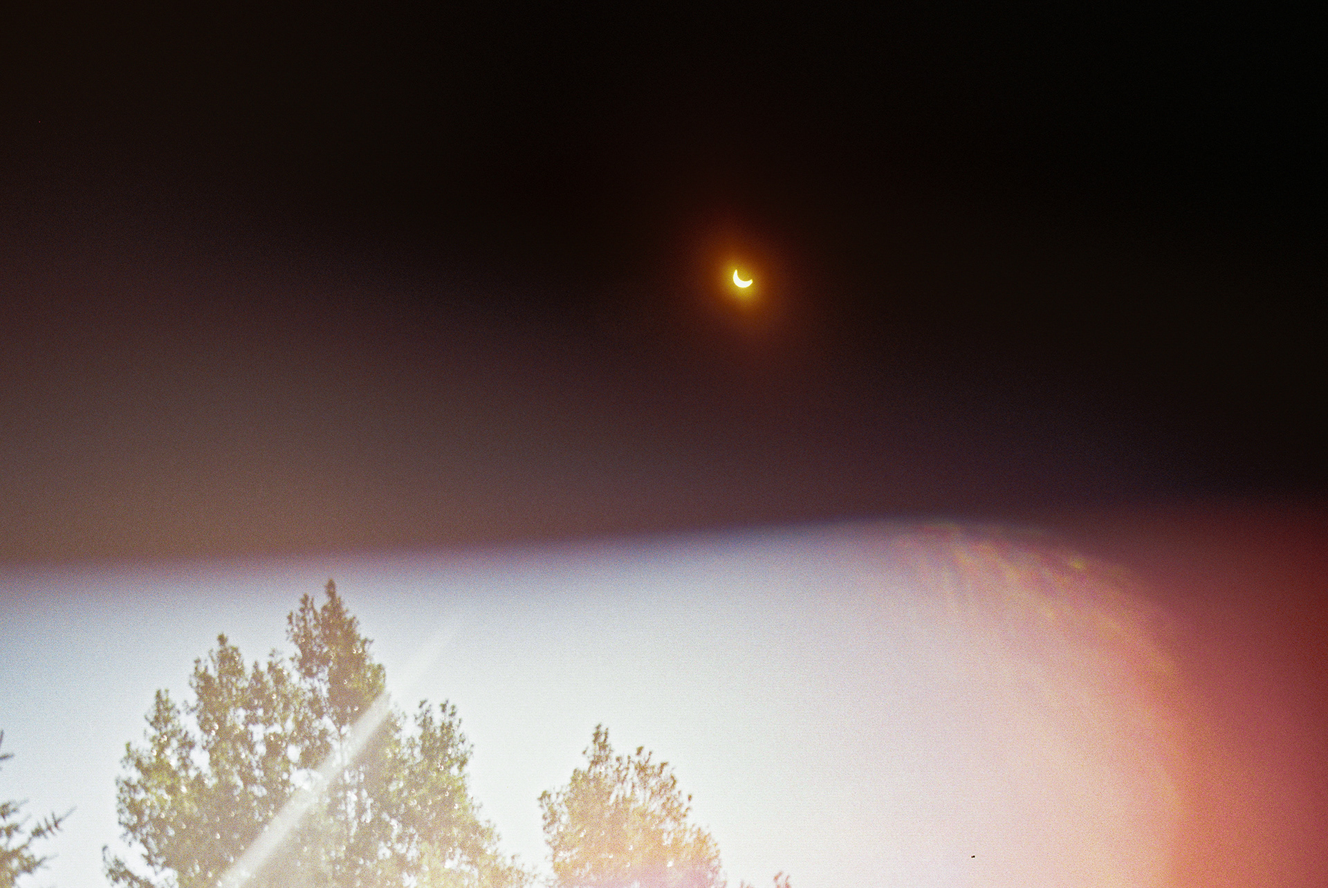 Idaho 2017: partial solar eclipse as seen through shaded glasses