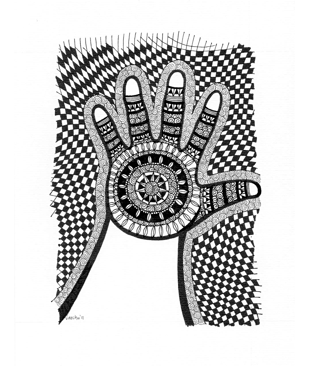 Westosha Art: Create > Zentangle Pattern Hand