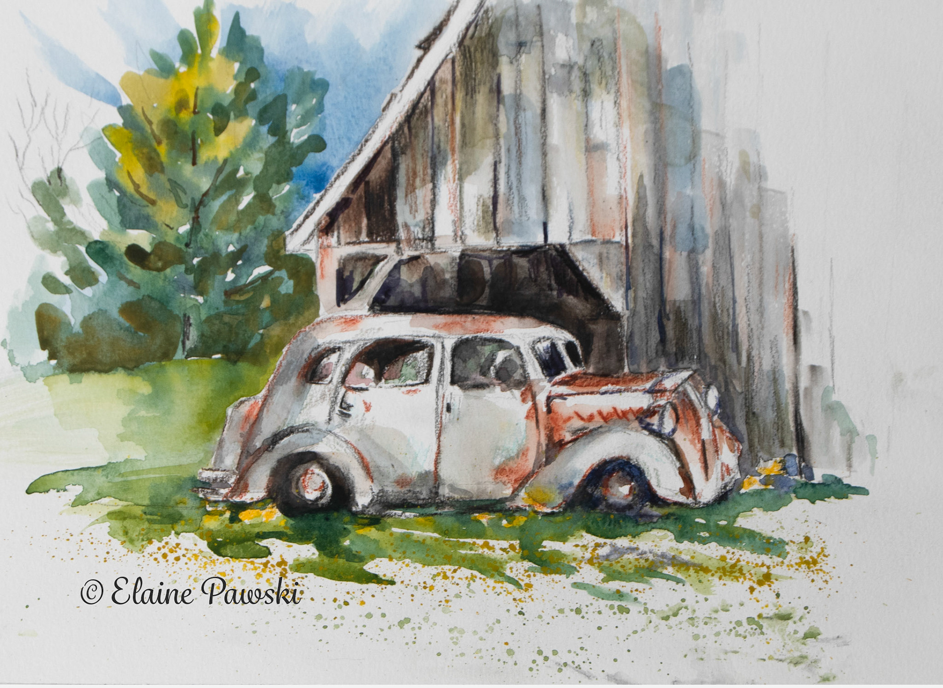 Car and Barn in Ridgefield