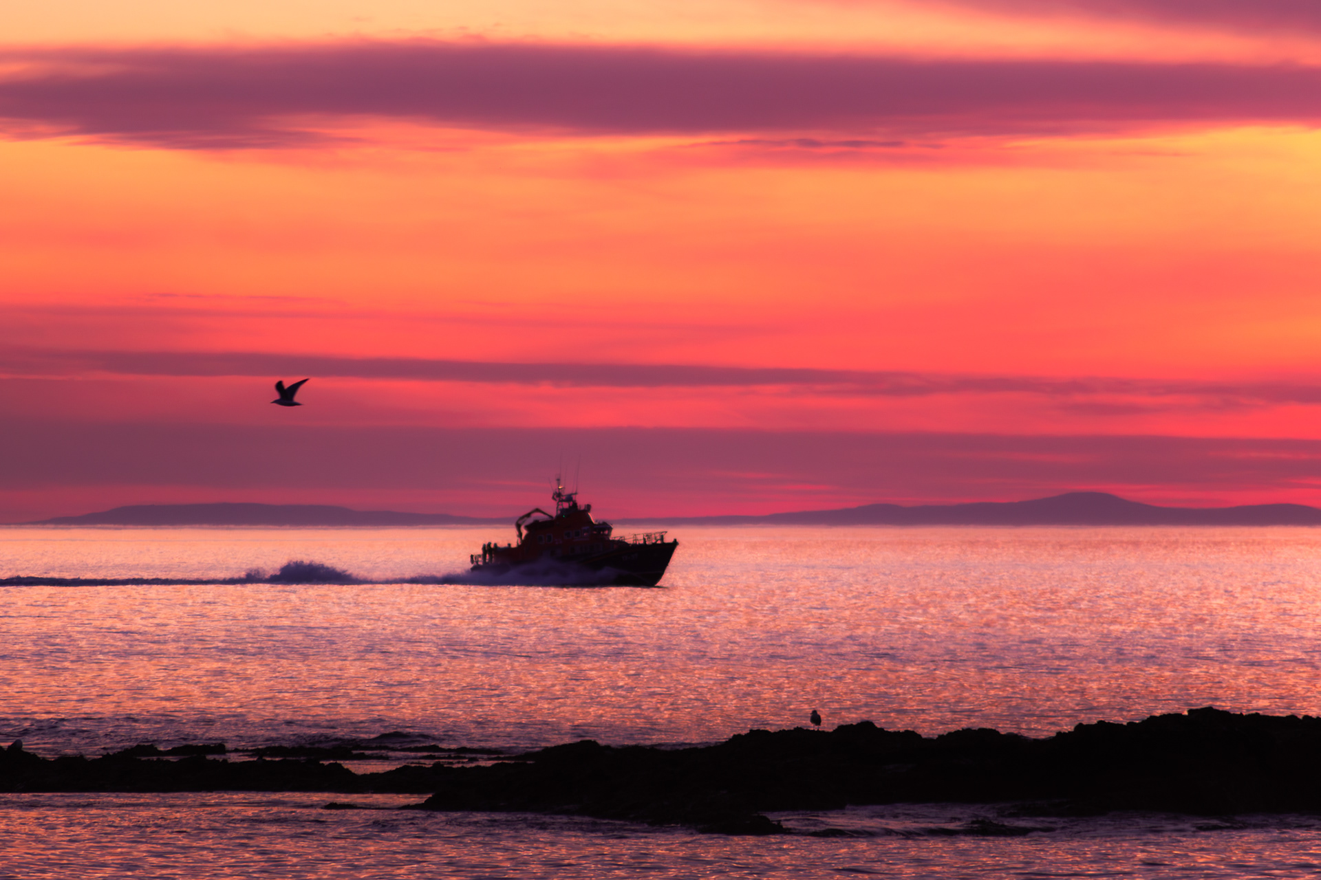 Buckie RNLI Lifeboat at Sunset