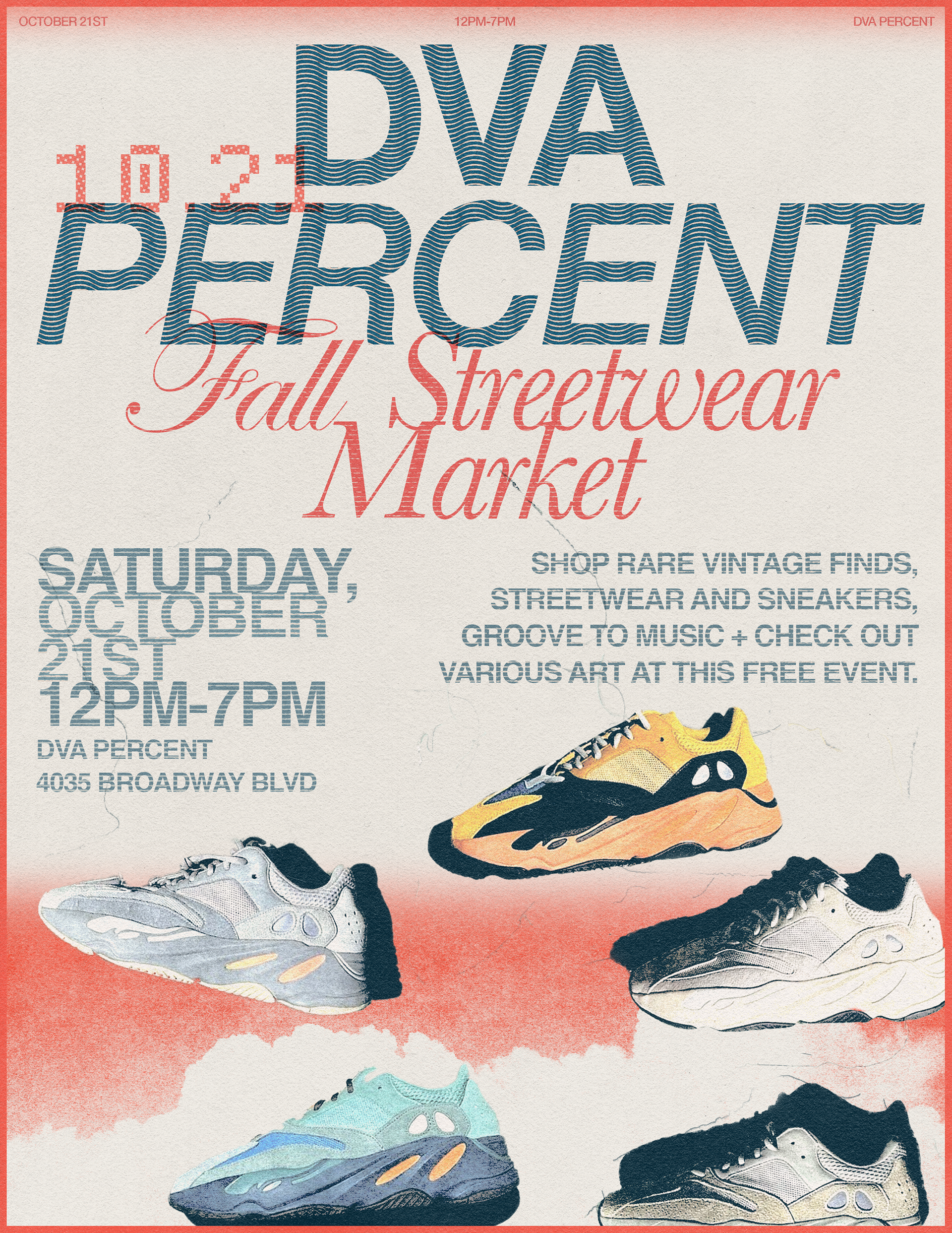 Flyer I made for a pop up for vintage store DVA Percent