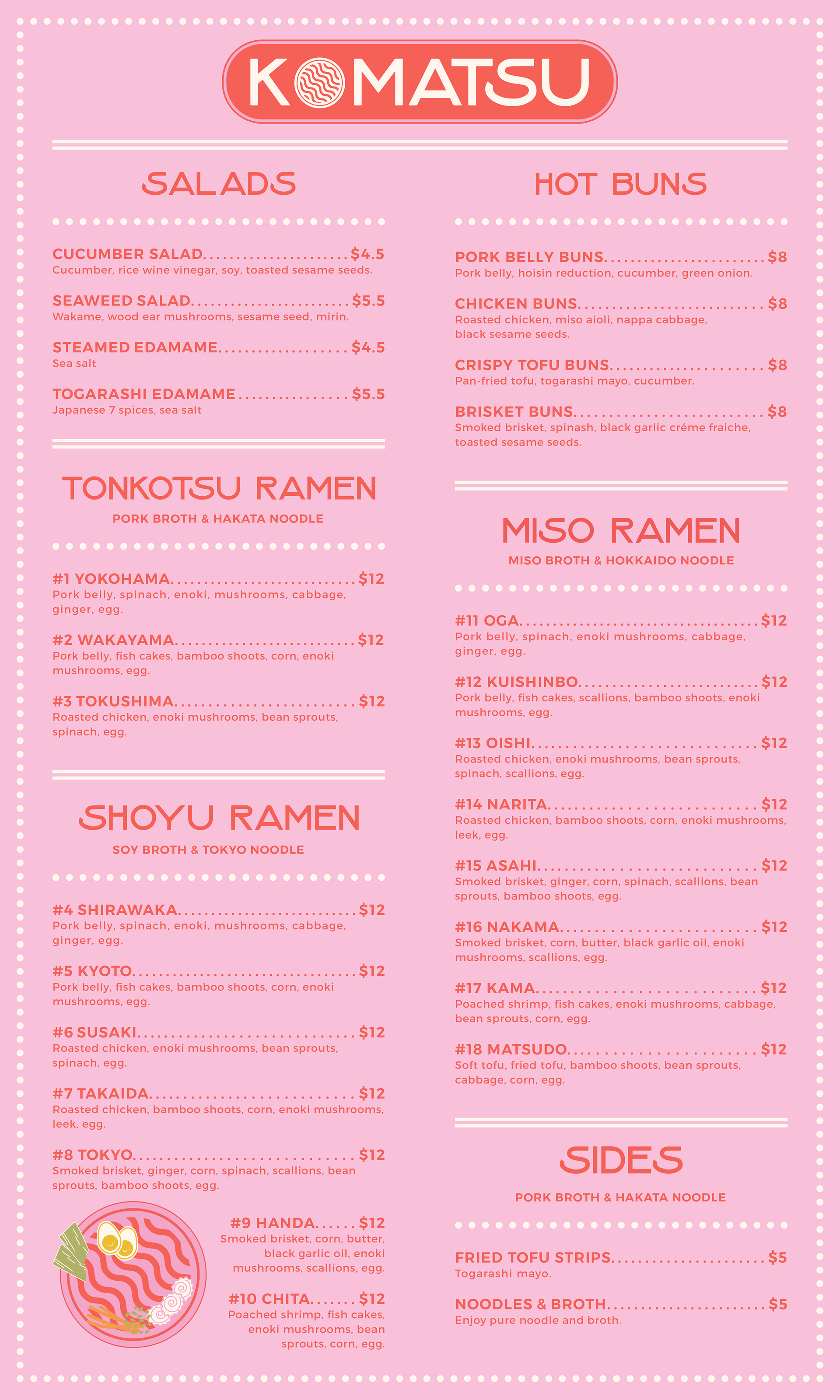 Back of menu