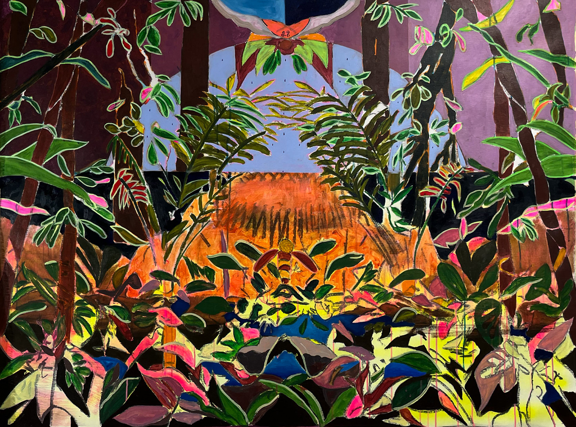 Phyllis' garden, 2026, oil and acrylic on canvas, 105x141,5 cm.