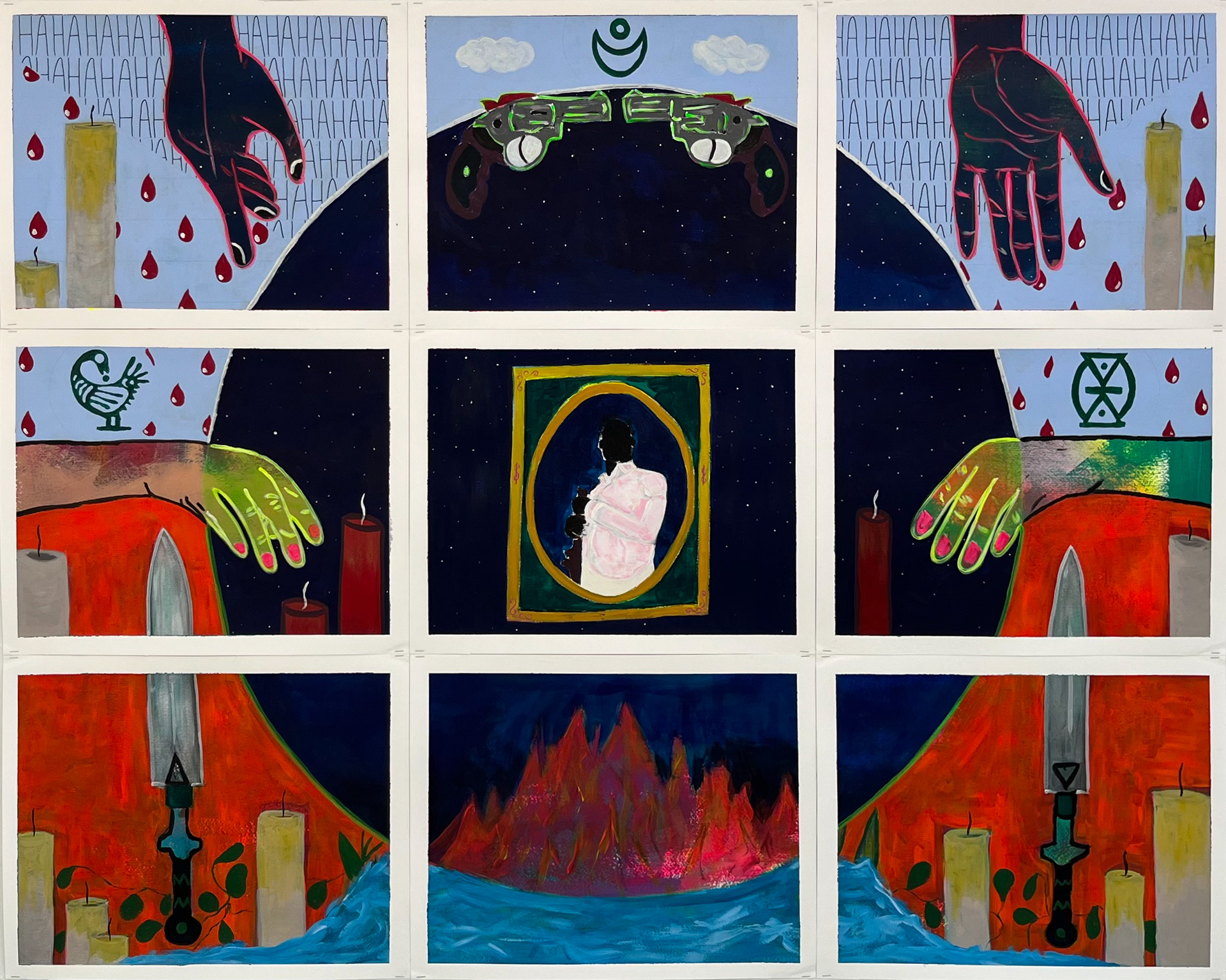 Signs of care: Altar to Jupiter, 2023 9 pieces of paper of 40x50 each