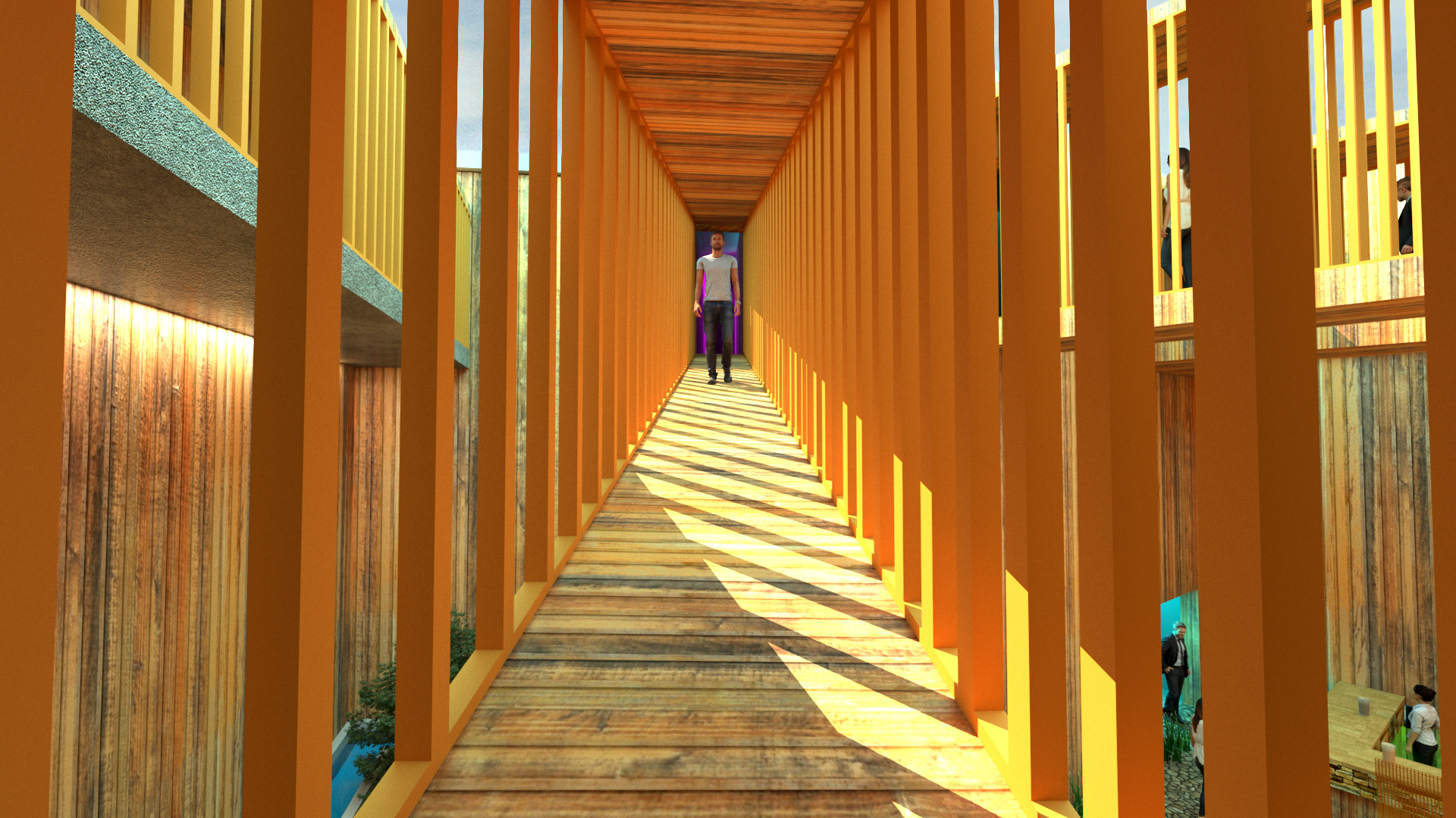A bridge through the garden bar providing temporary relief within the maze
