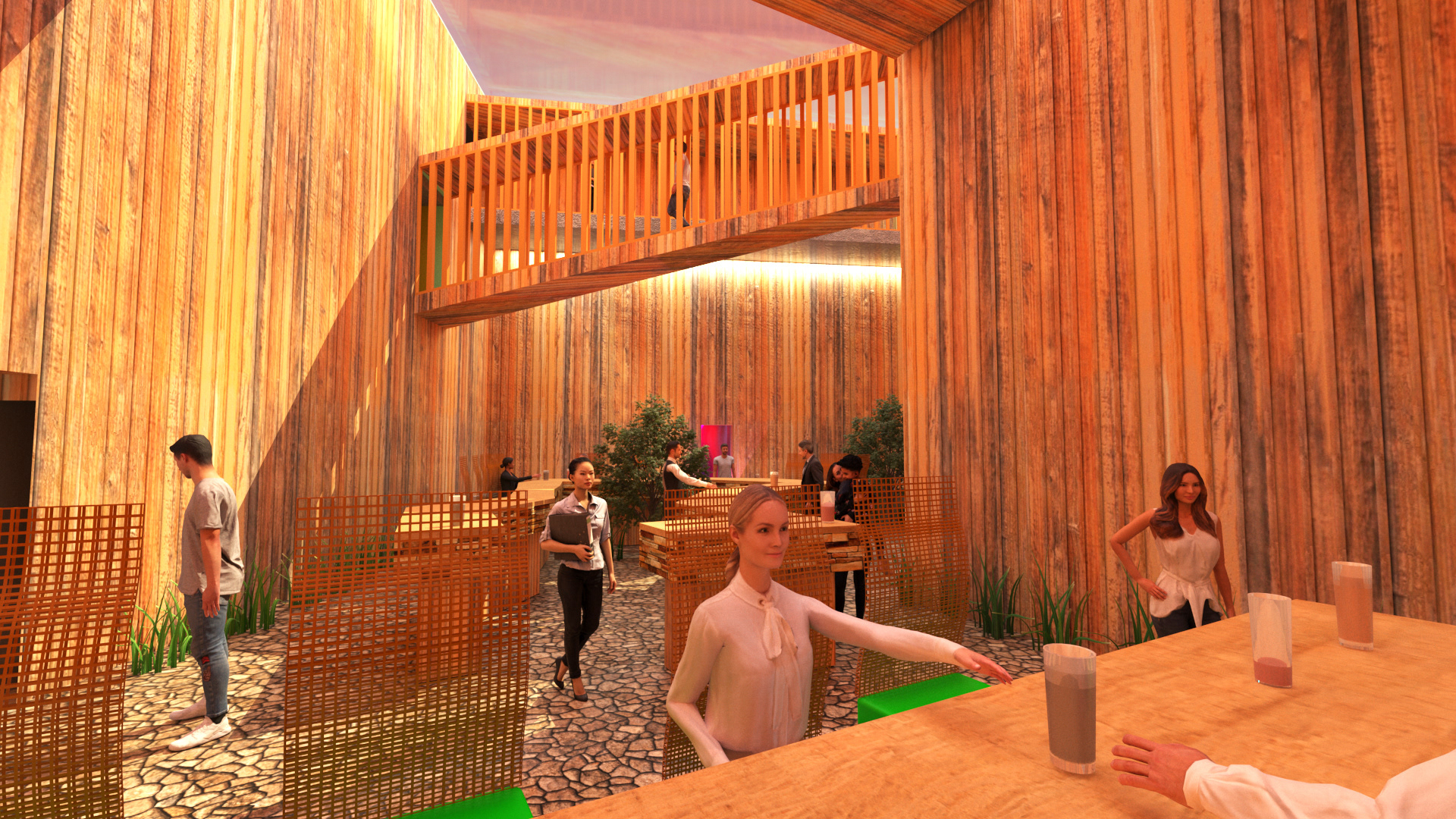 The garden bar from the perspective of the bar