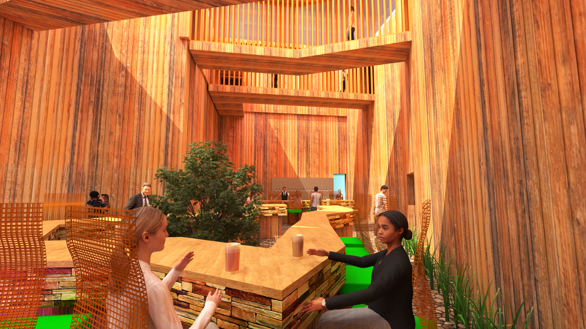 The garden bar with the bar in the bar in the far distance