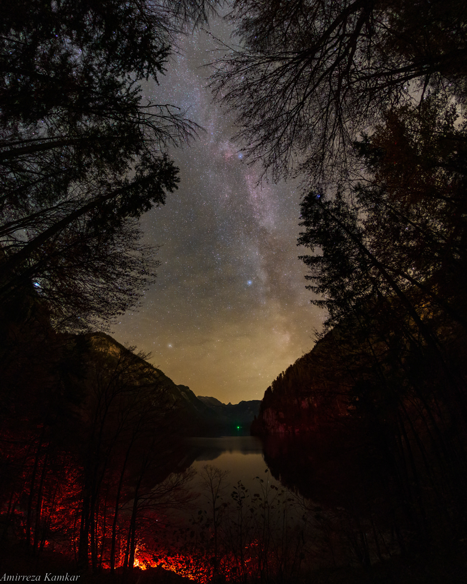 Milky Way band over Lake Königssee in Bavaria.