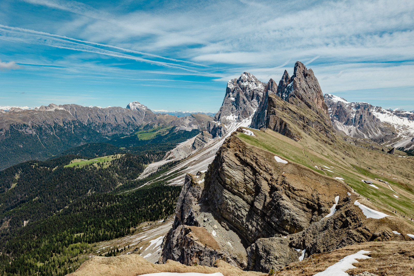 The famous view of mount Seceda in Dolomites.