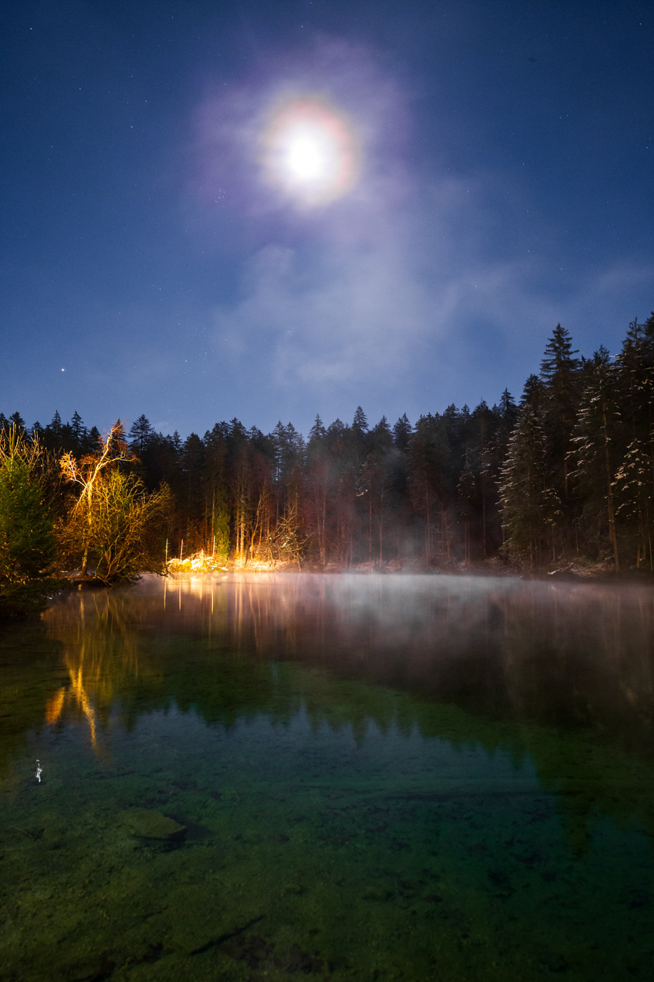 A moonlit night at lake Badersee, Grainau, Bavaria.