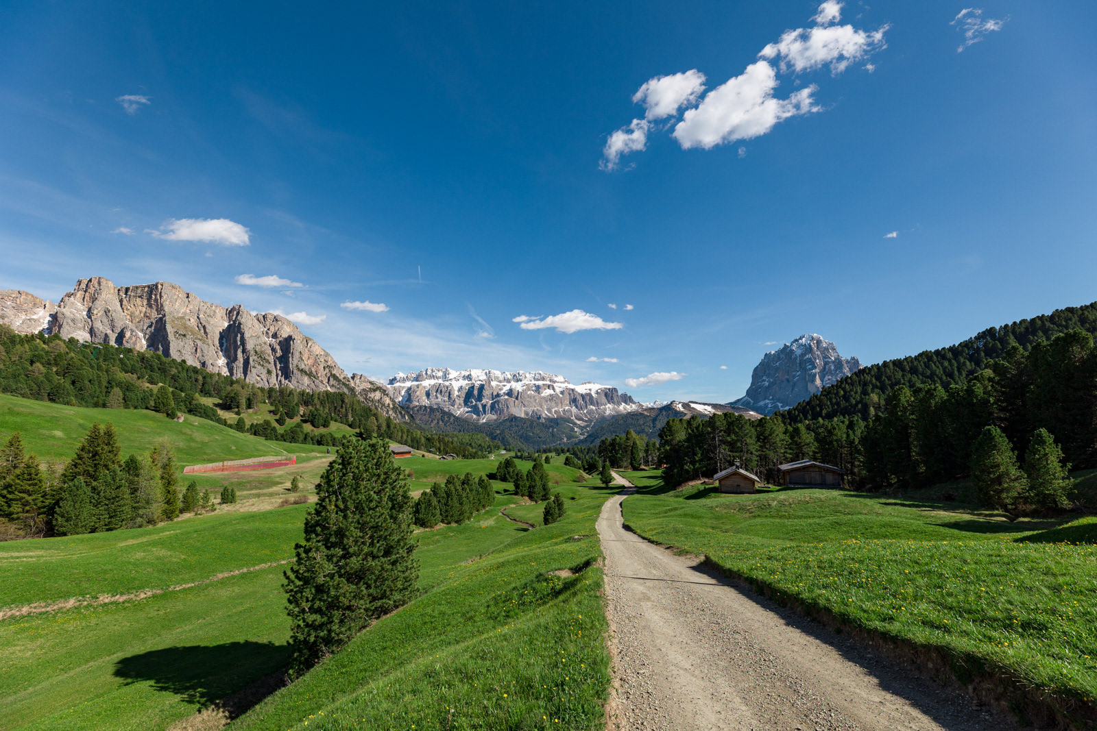 The amazing landscape around mount Seceda in Dolomites.