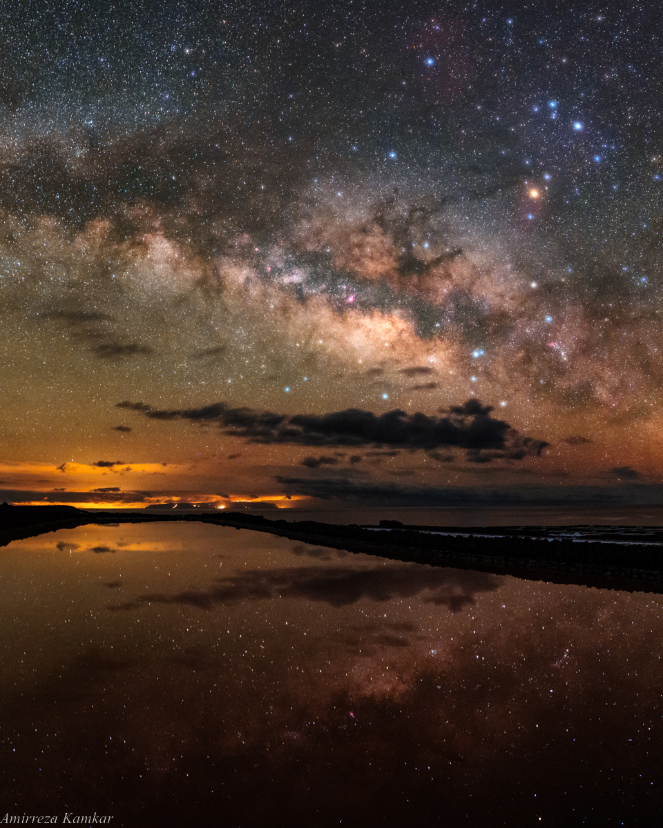 Milky Way rise over the salt pans in the southern part of La Palma, Canary Islands.