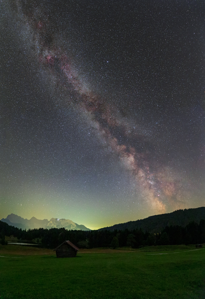 Milky Way over medows in Geroldsee, Bavaria.