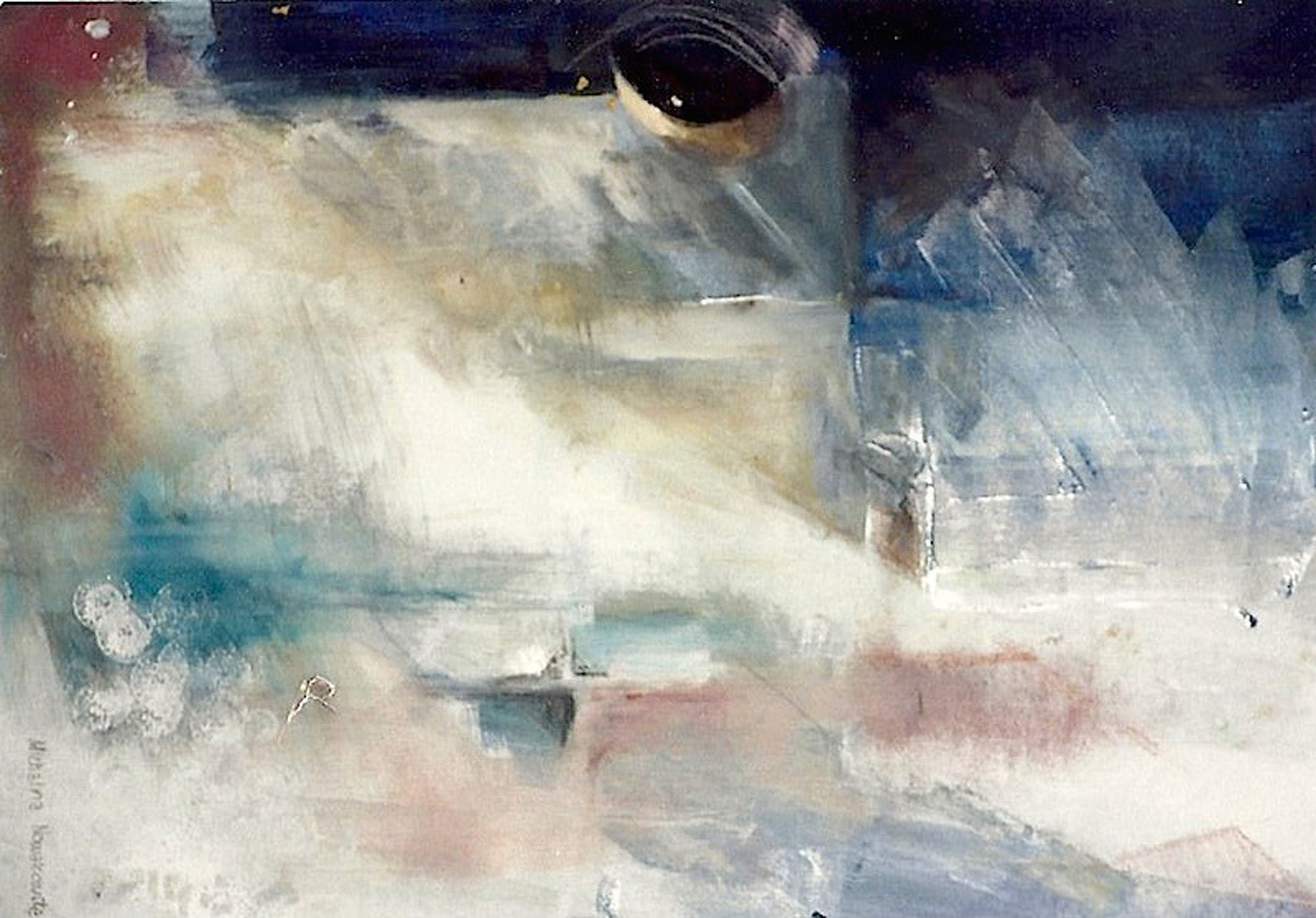 Abstraction White-Blue – painting by Michalina Koch, acrylic and pastel chalk, 2010