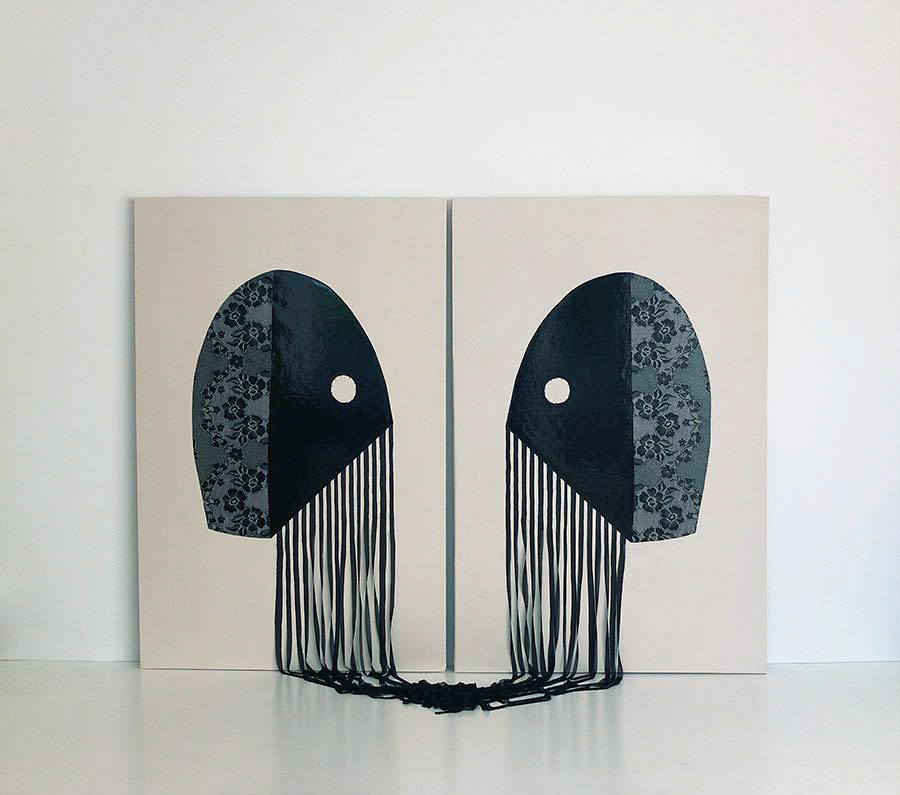 Lace, enamel, acrylic on canvas, 100 x 150 cm (40 x 60 in)