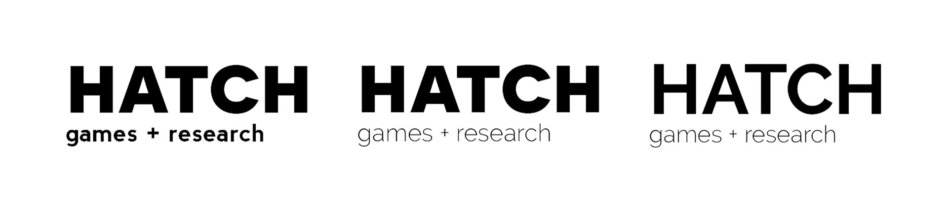 Third round of logos displaying "HATCH" with its subtitle "games+research"
