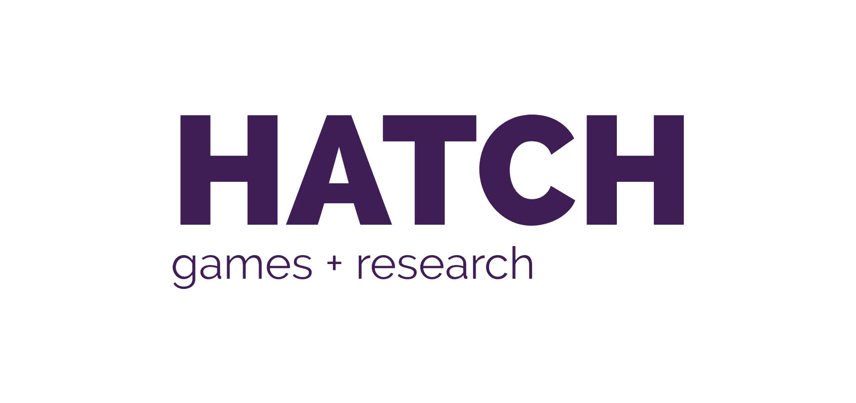 Final logo displaying "HATCH games + research" in purple.
