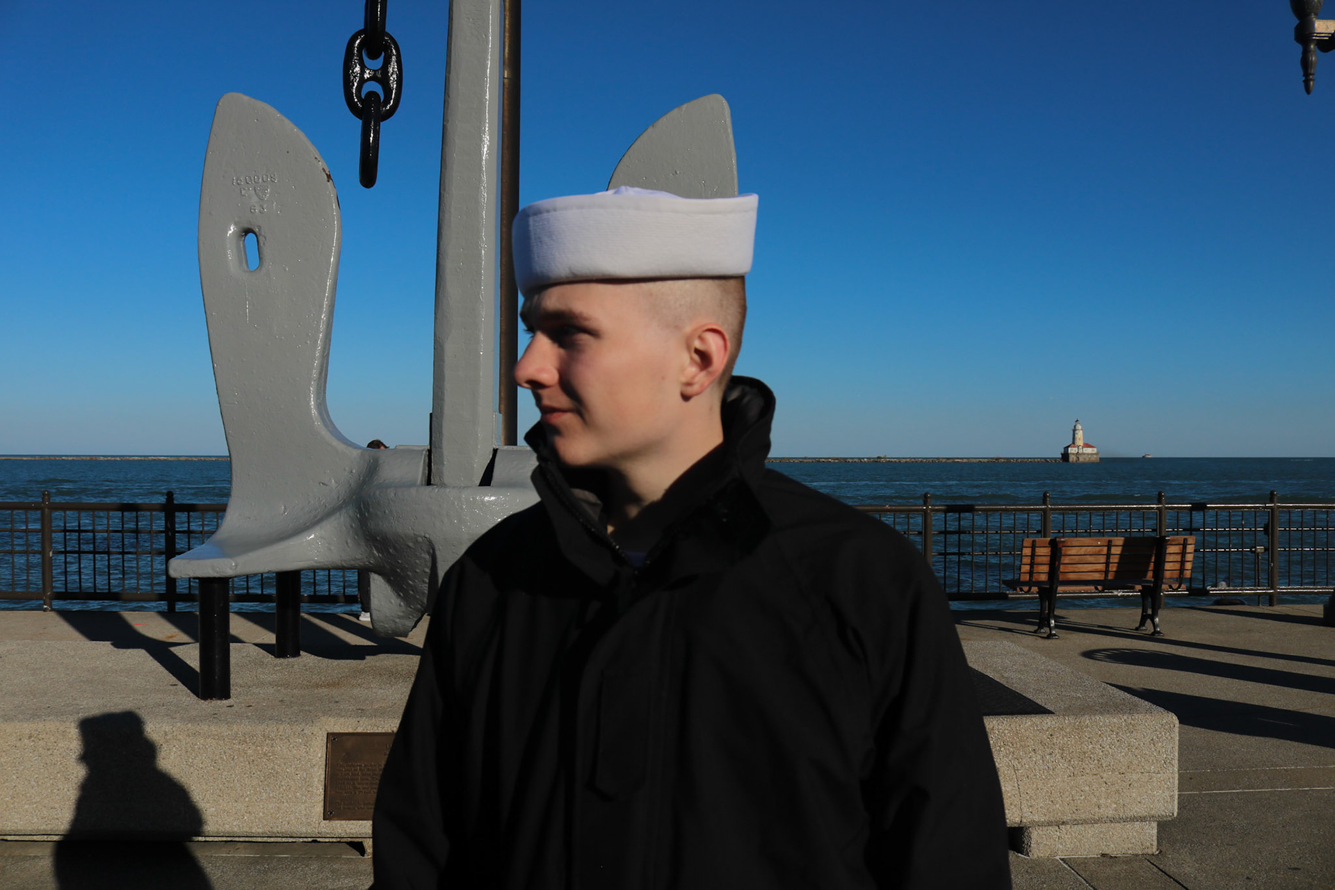 Sailor Visits Chicago's Pier