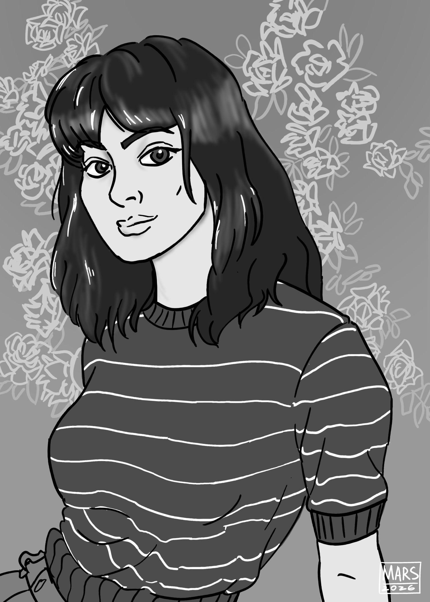 I was commissioned by an award-winning author to draw a portrait for her website.