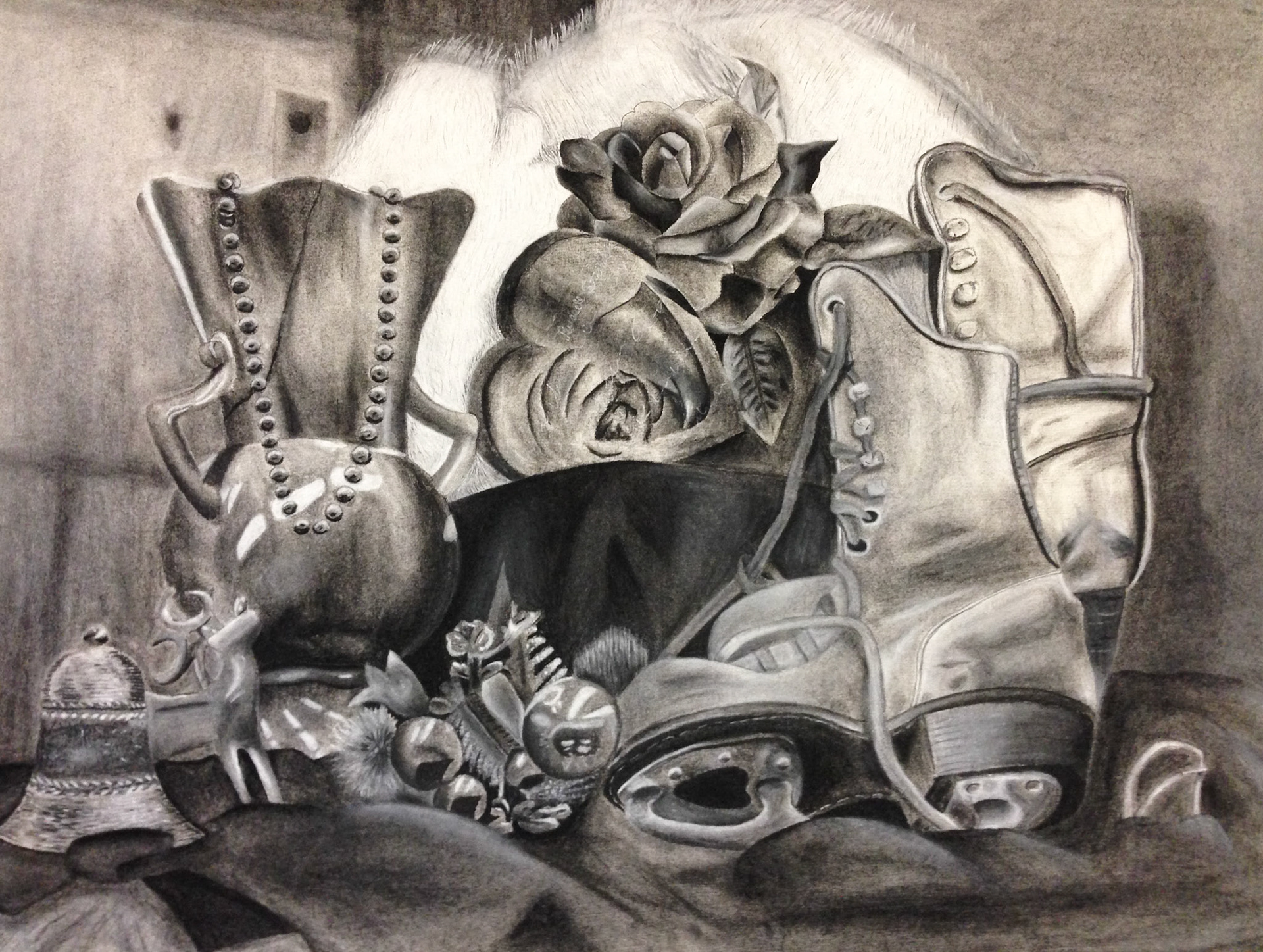"Wintry Memories" 24x18" Charcoal on Paper
