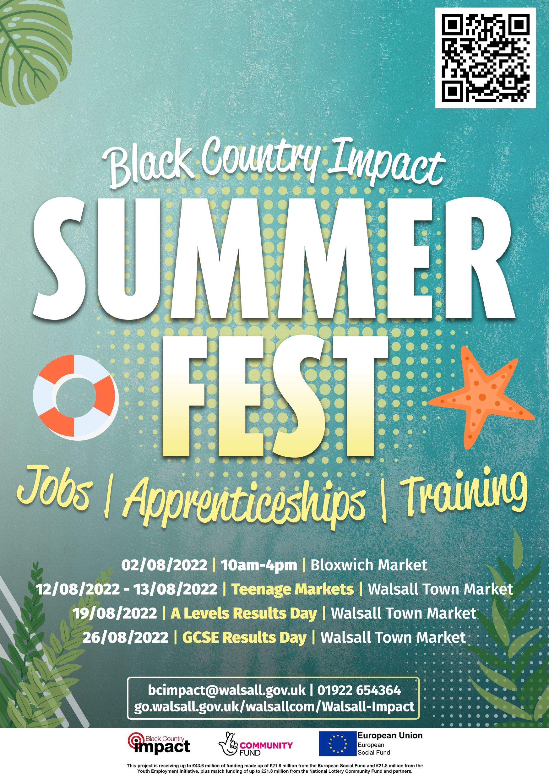 Flyer design for BCI Summer Fest, with information about "Summer Celebration" events happening across the borough. Fun summer vibes!