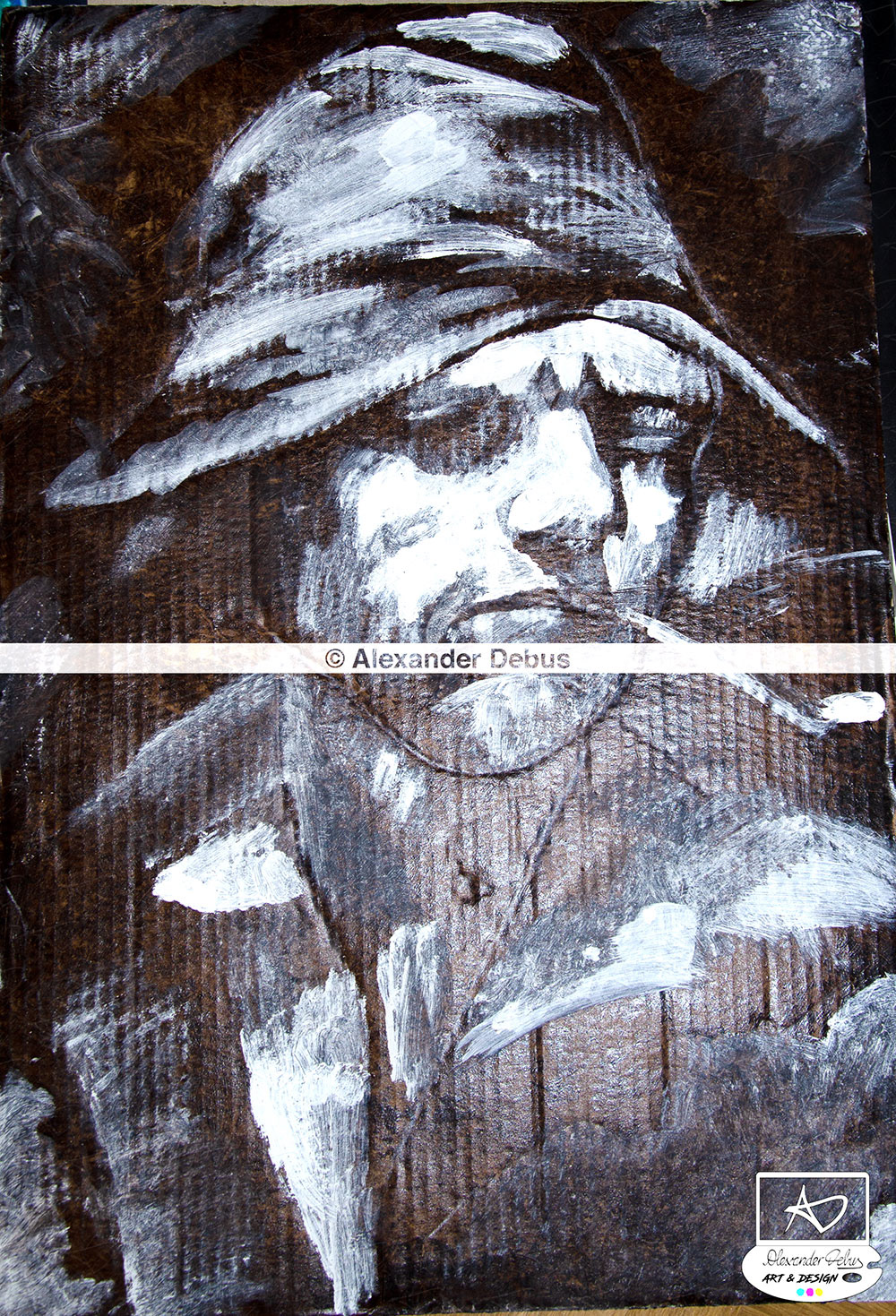 Acryllfarbe auf Pappe