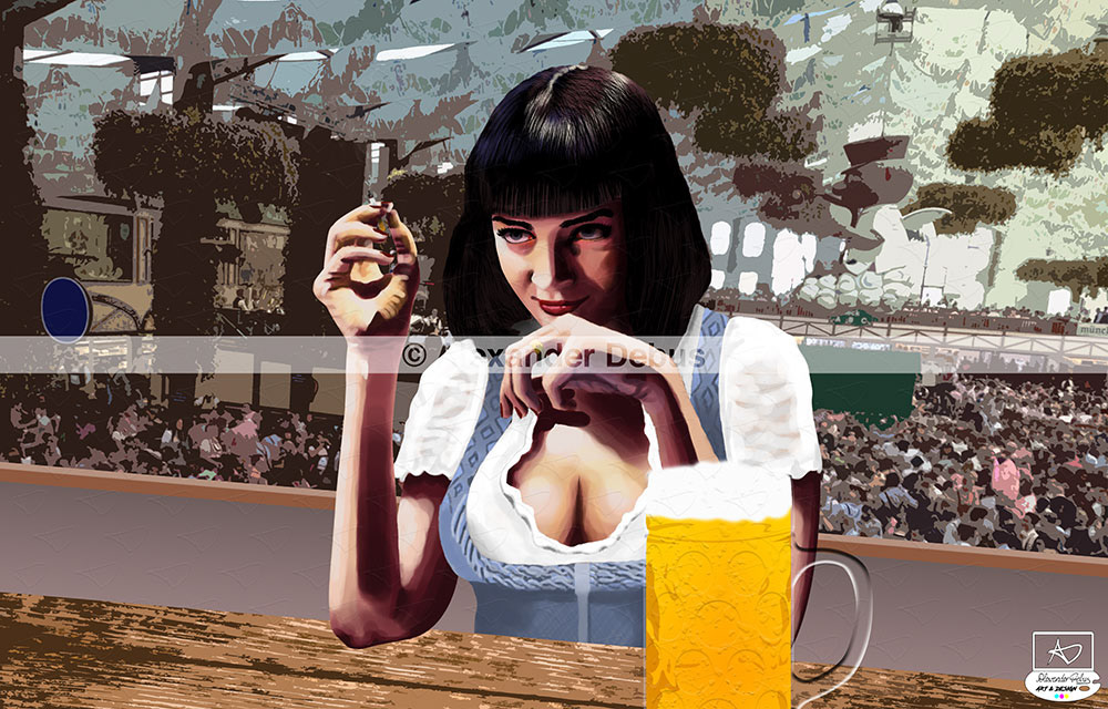 Eigenprojekt | Bilderserie: "Bavarian Movie Art" - Umgestaltung von bekannten Szenen aus Kultfilmen in bayerische Bedingungen mit verschieden künstlerischen Herangehensweisen ; hier "Pulp Fiction"