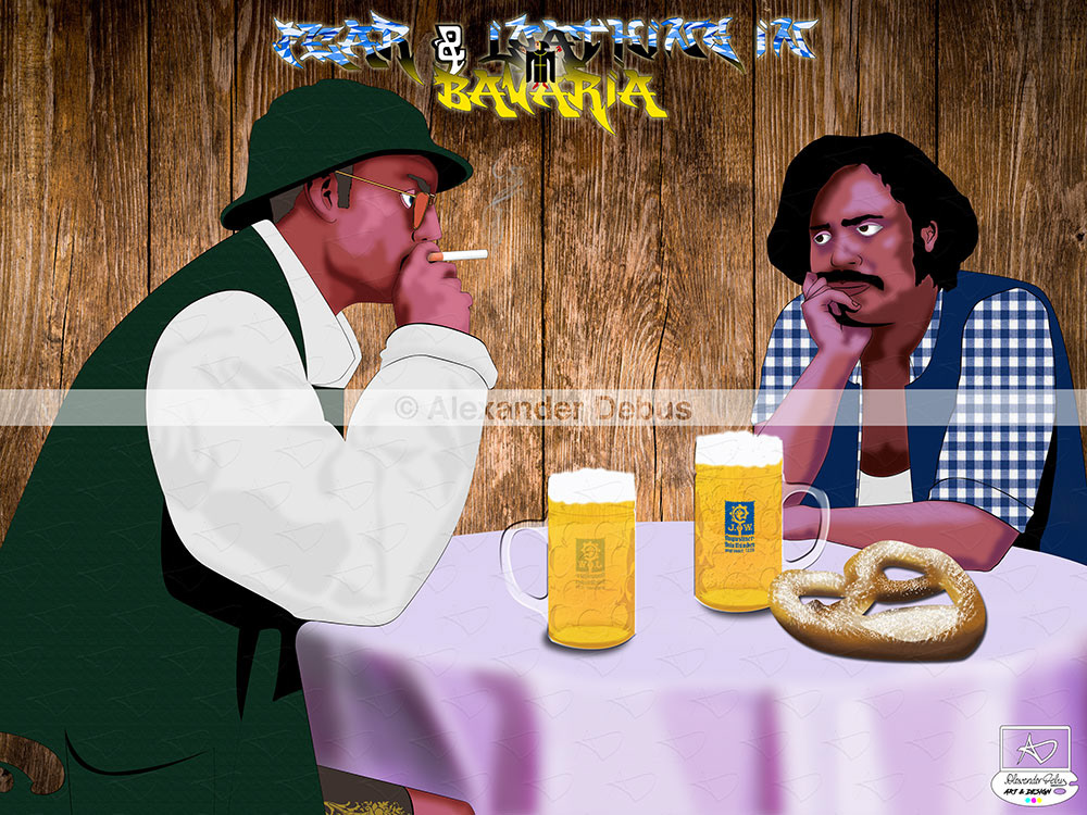 Eigenprojekt | Bilderserie: "Bavarian Movie Art" - Umgestaltung von bekannten Szenen aus Kultfilmen in bayerische Bedingungen mit verschieden künstlerischen Herangehensweisen ; hier "Fear and Loathing in Las Vegas"