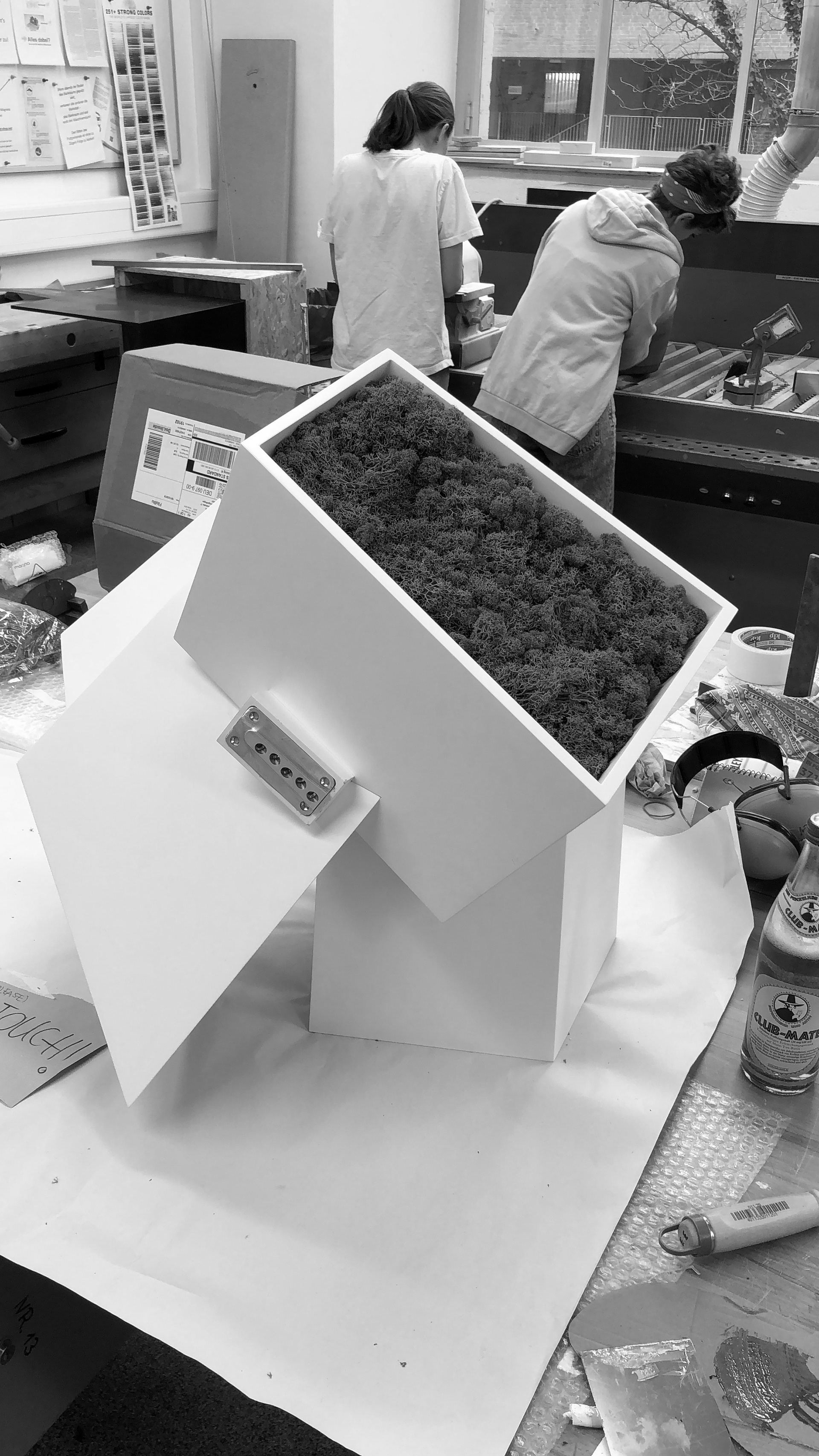 inserting the nesting materials
