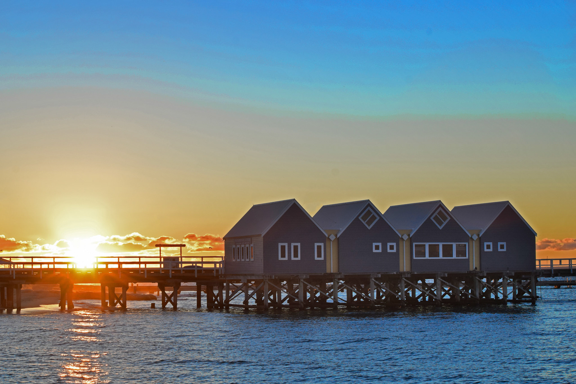 Cabins at dusk