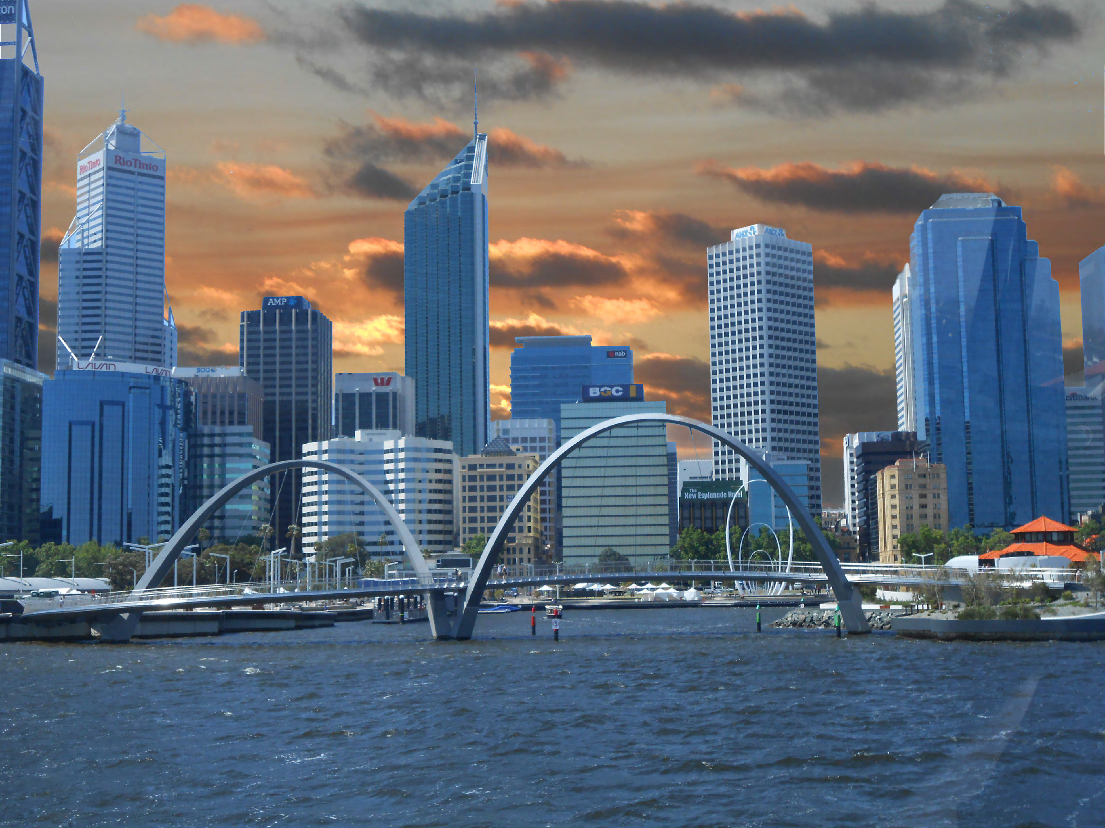 Blue city at evening