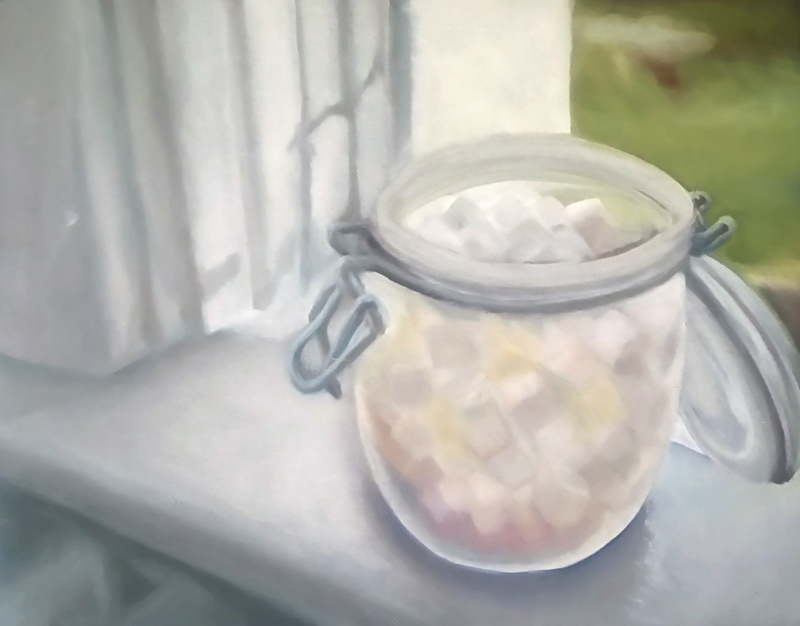 Sugar cubes in a Mason Jar