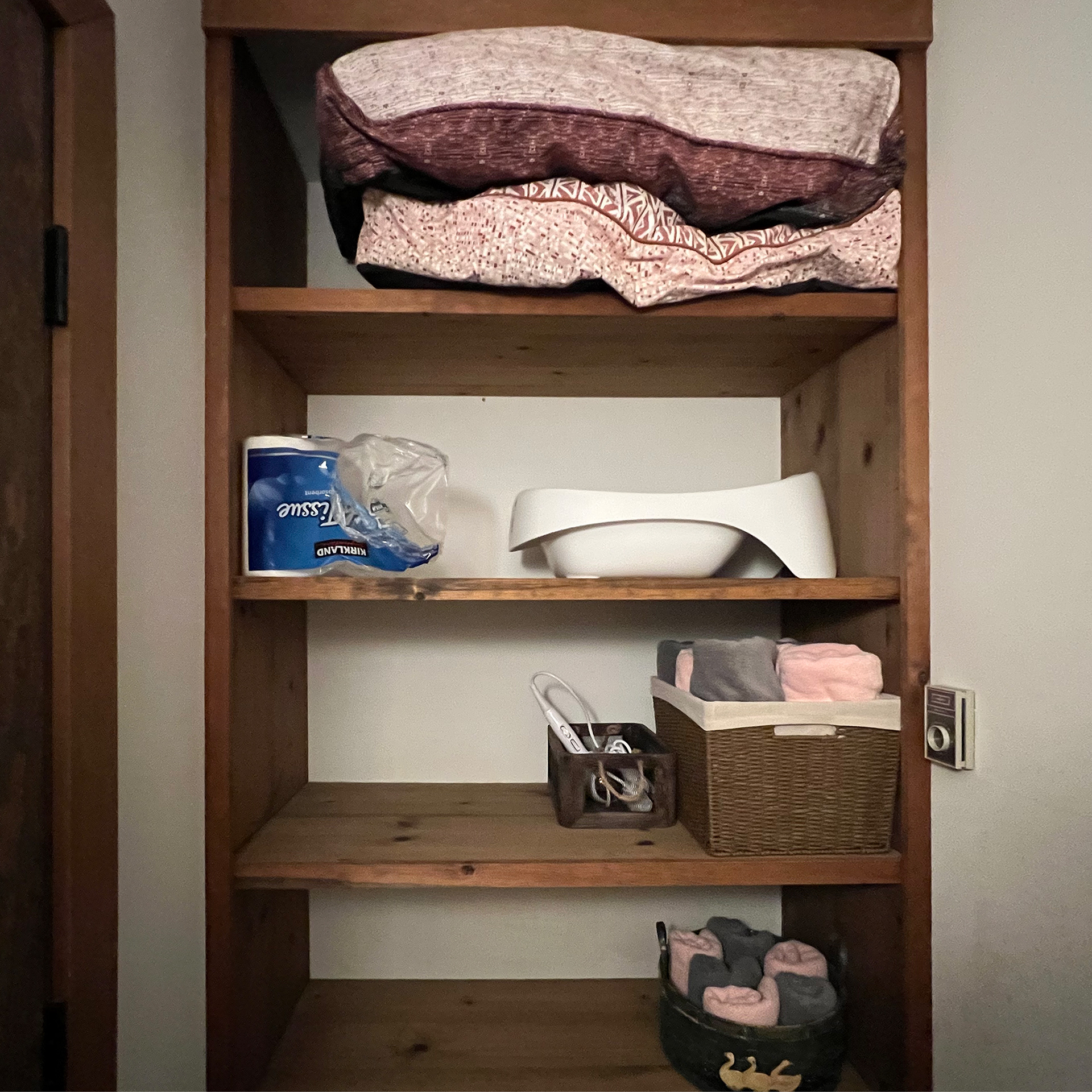 Dog Beds are on the top shelf