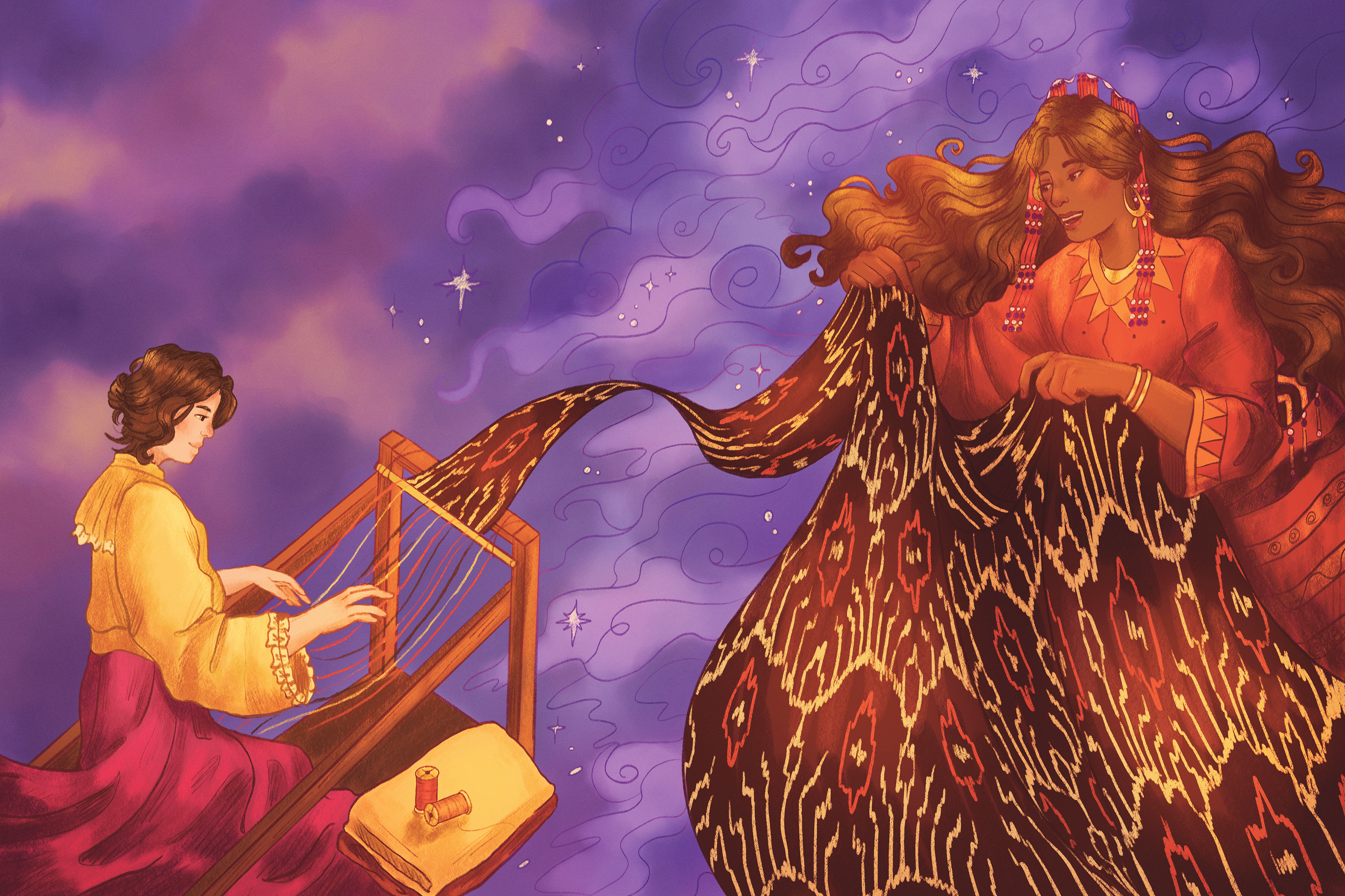 Spread from ‘Woven in the Stars,’ a book inspired by Filipino T’boli weaving