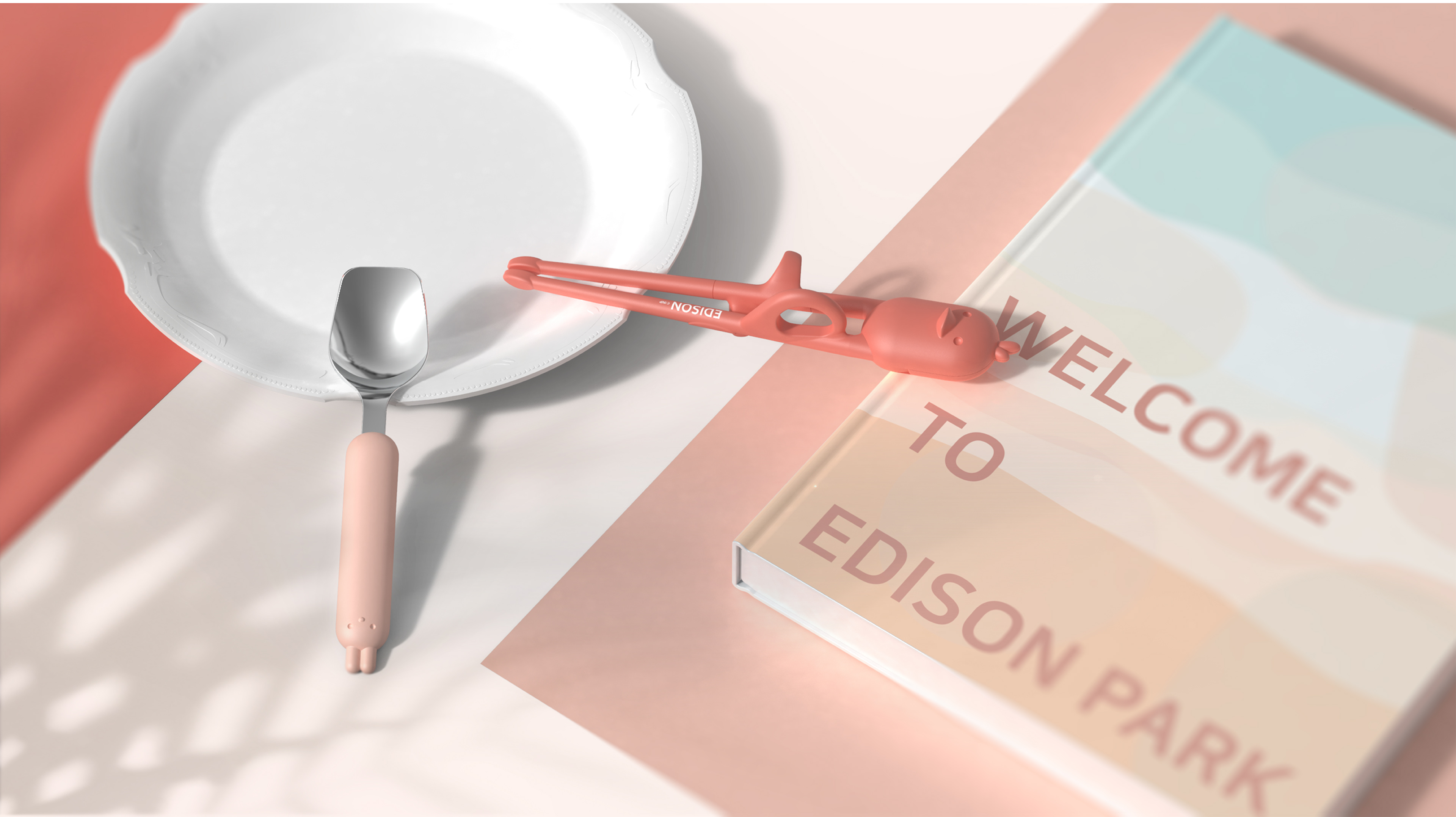 EDISON MAMA Spoon & Fork set with travel case (Tan & White) – babyfoodmanila