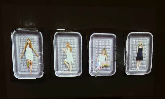Video Projection on plastic wrap and cardboard