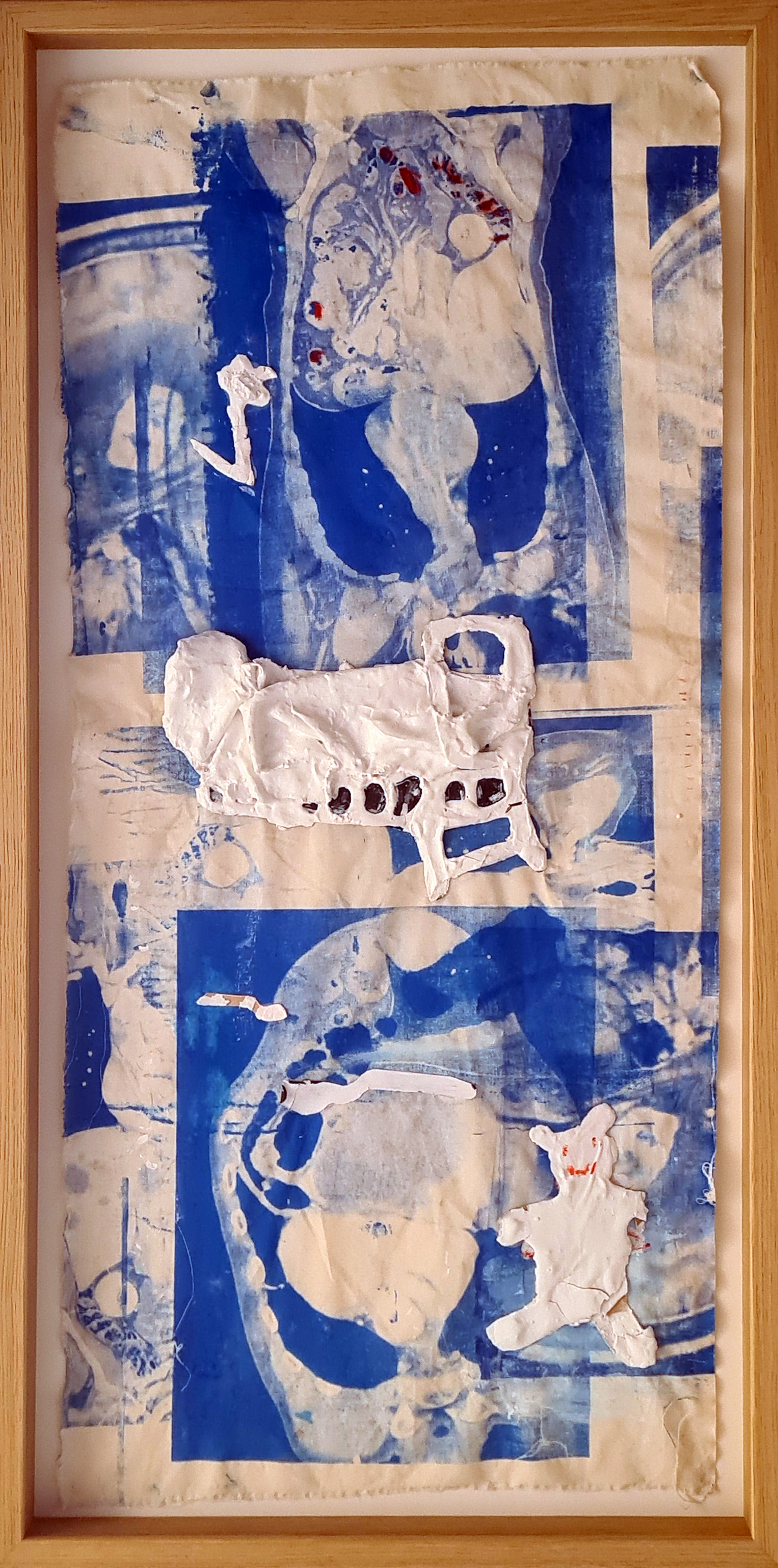 In_a_Room_at_the_Hospital_#1 / Silk print on canvas, plaster, paint