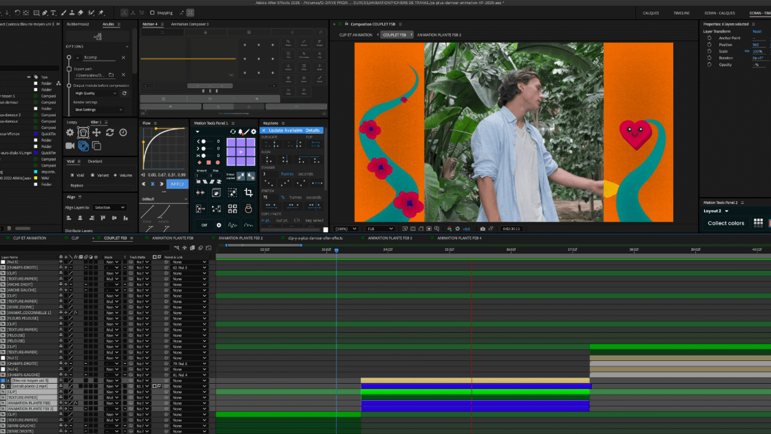 Capture d'écran des animations dans After Effects