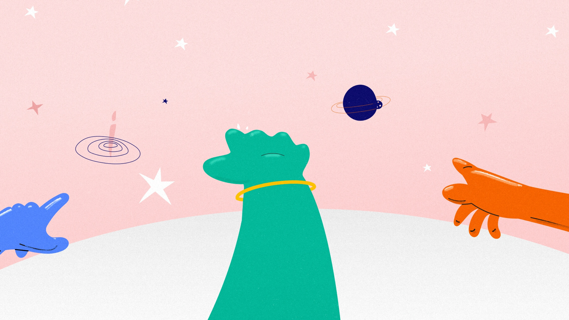 Scène des mains dans la galaxie