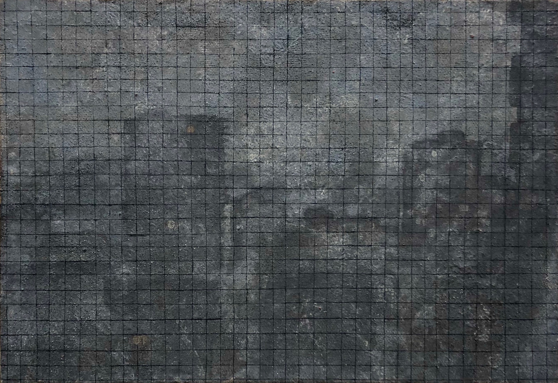 「まちが　くろぐろと　しずもる」 2019 160mm×240mm 紙本彩色、岩絵具