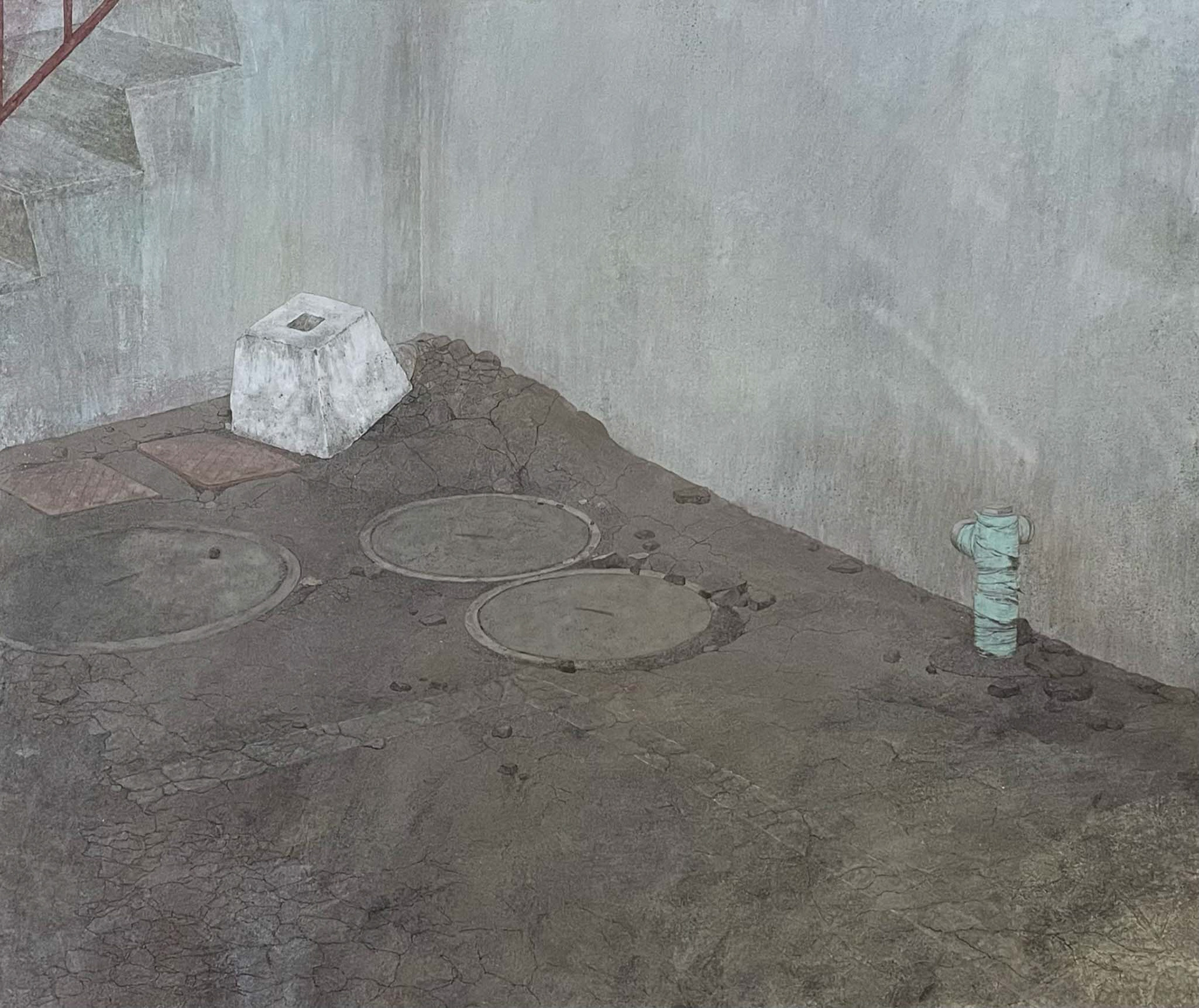 「潜む」 2022 380mm×455mm 紙本彩色、岩絵具